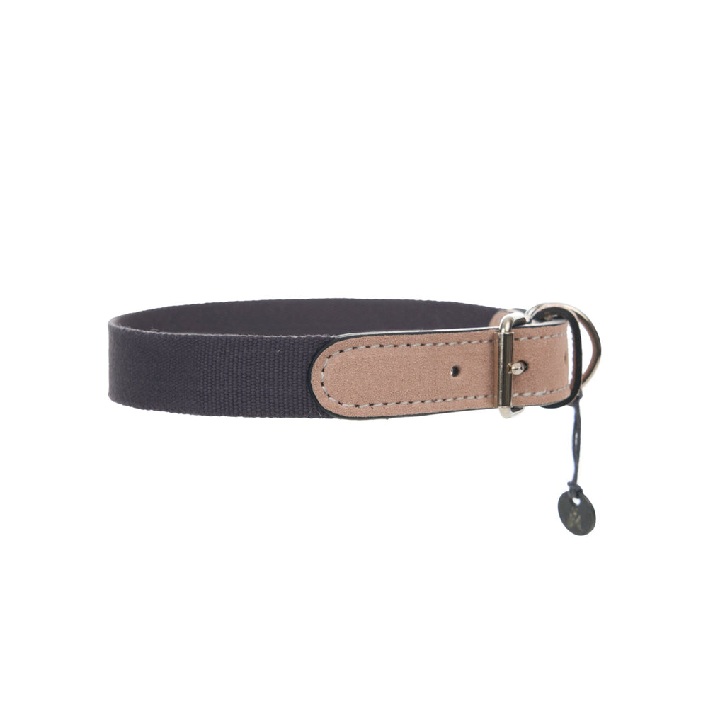 Mungo & Maud Luxury Dog & Cat Outfitters Baseball Cotton Suede Dog Collar Beige Grey