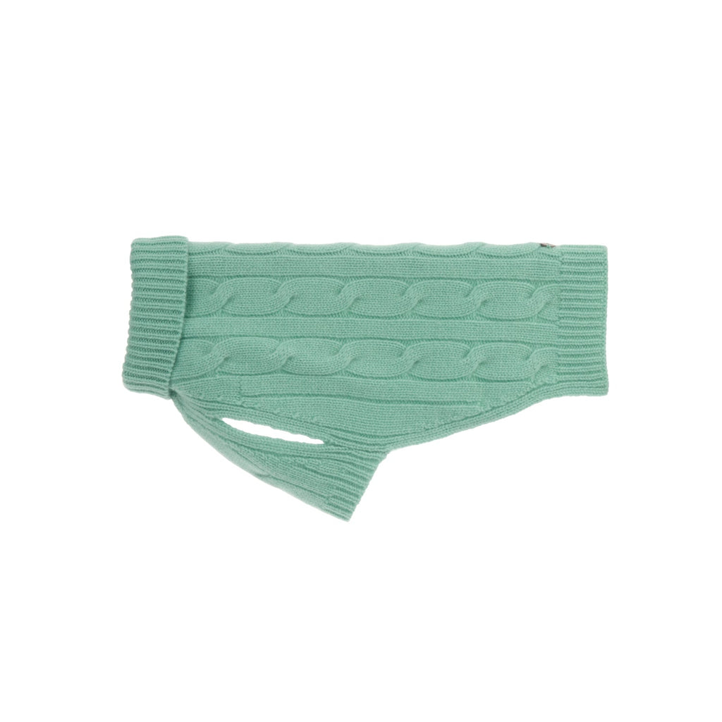 Mungo & Maud Luxury Dog & Cat Outfitters Cable Cashmere Dog Pullover Green