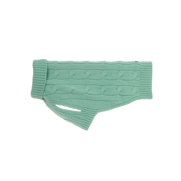 Mungo & Maud Luxury Dog & Cat Outfitters Cable Cashmere Dog Pullover Green