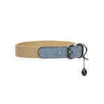 Mungo & Maud Luxury Dog & Cat Outfitters Baseball Cotton Suede Dog Collar Beige Blue