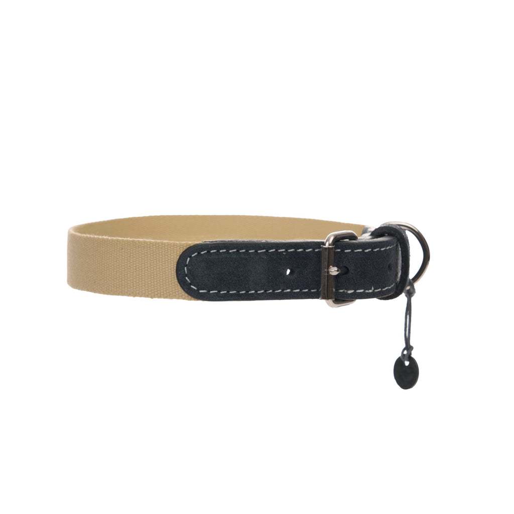 Mungo & Maud Luxury Dog & Cat Outfitters Baseball Cotton Suede Dog Collar Beige Blue