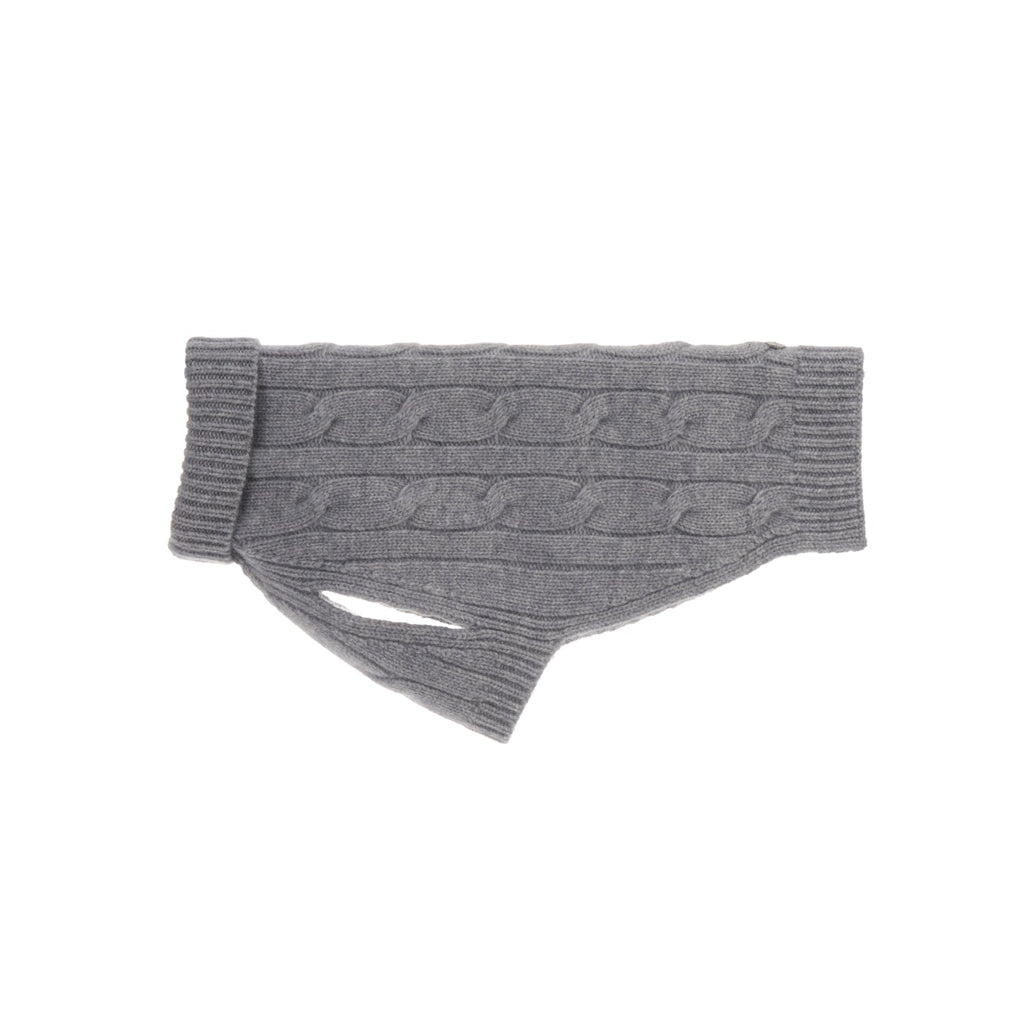 Mungo & Maud Luxury Dog & Cat Outfitters Cable Cashmere Dog Pullover Grey