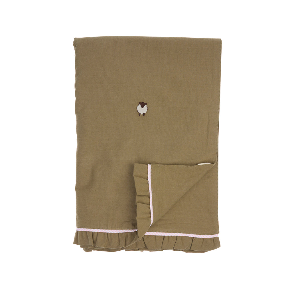 Mungo & Maud Luxury Dog & Cat Outfitters Counting Sheep Embroidered Cotton Blanket Brown Pink Check