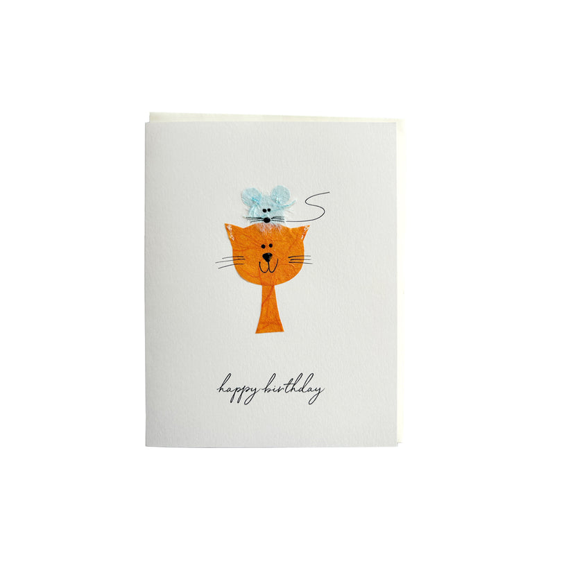 Cat & Mouse Happy Birthday Card