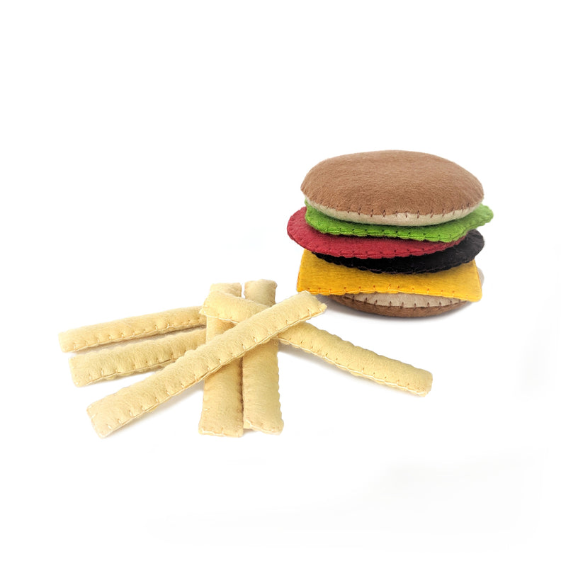 Hamburger & Fries Cat Toy Set