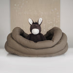 Mungo & Maud Luxury Dog & Cat Outfitters Canoe Dog Bed Brown Dante the Donkey Dog Toy Brown