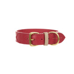 Mungo & Maud Luxury Dog & Cat Outfitters Torino Leather Dog Collar Red Taupe
