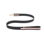 Mungo & Maud Luxury Dog & Cat Outfitters Torino Leather Dog Lead Black Pink