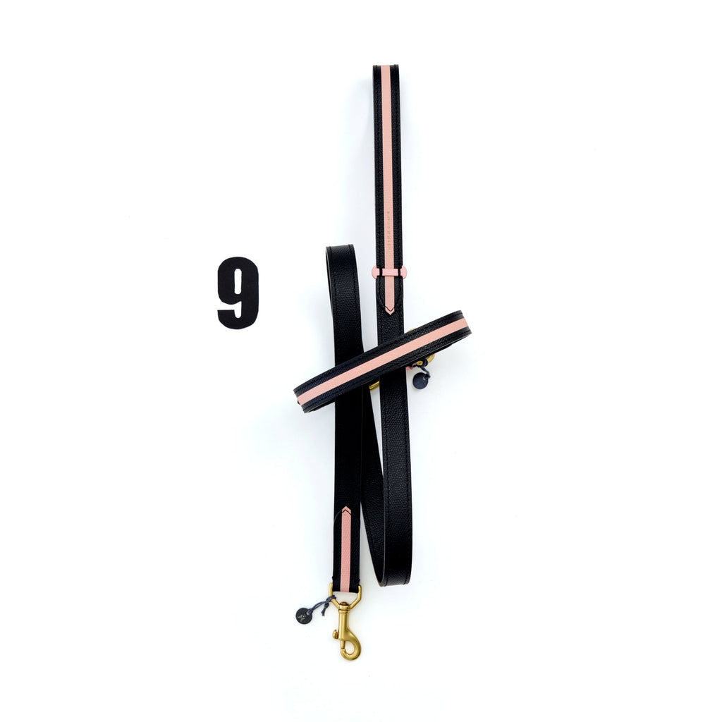 Mungo & Maud Luxury Dog & Cat Outfitters Torino Leather Dog Collar & Lead Black Pink