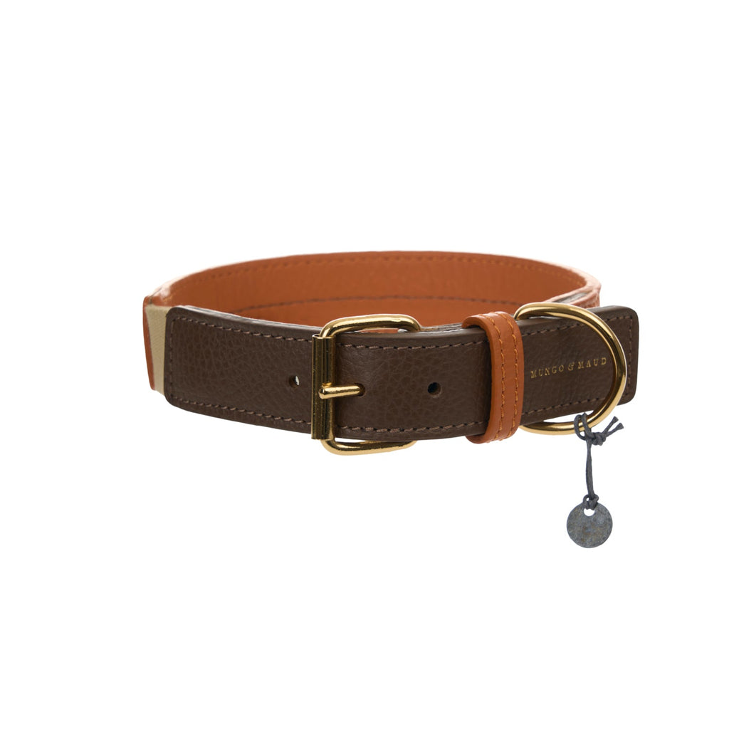 Mungo & Maud Luxury Dog & Cat Outfitters Bauhaus Leather Dog Collar Orange Brown