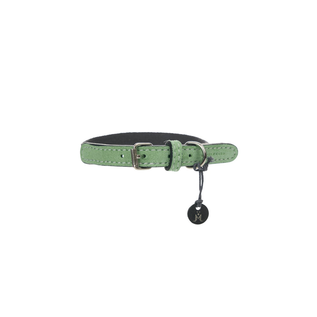 Mungo & Maud Luxury Dog & Cat Outfitters Baseball Cotton Suede Dog Collar Grey Green