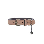 Mungo & Maud Luxury Dog & Cat Outfitters Baseball Cotton Suede Dog Collar Beige Grey