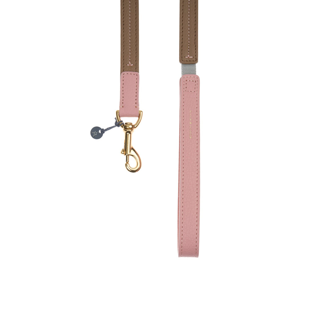 Mungo & Maud Luxury Dog & Cat Outfitters Bauhaus Leather Dog Lead Brown Pink