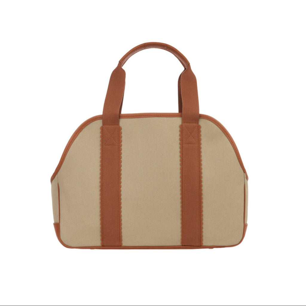 Mungo & Maud Luxury Dog & Cat Outfitters Bonbon Leather Cotton Canvas Dog Bag Brown