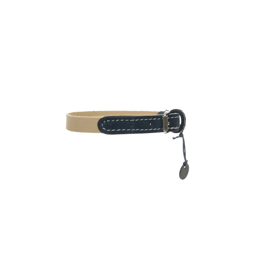 Mungo & Maud Luxury Dog & Cat Outfitters Baseball Cotton Suede Dog Collar Beige Blue