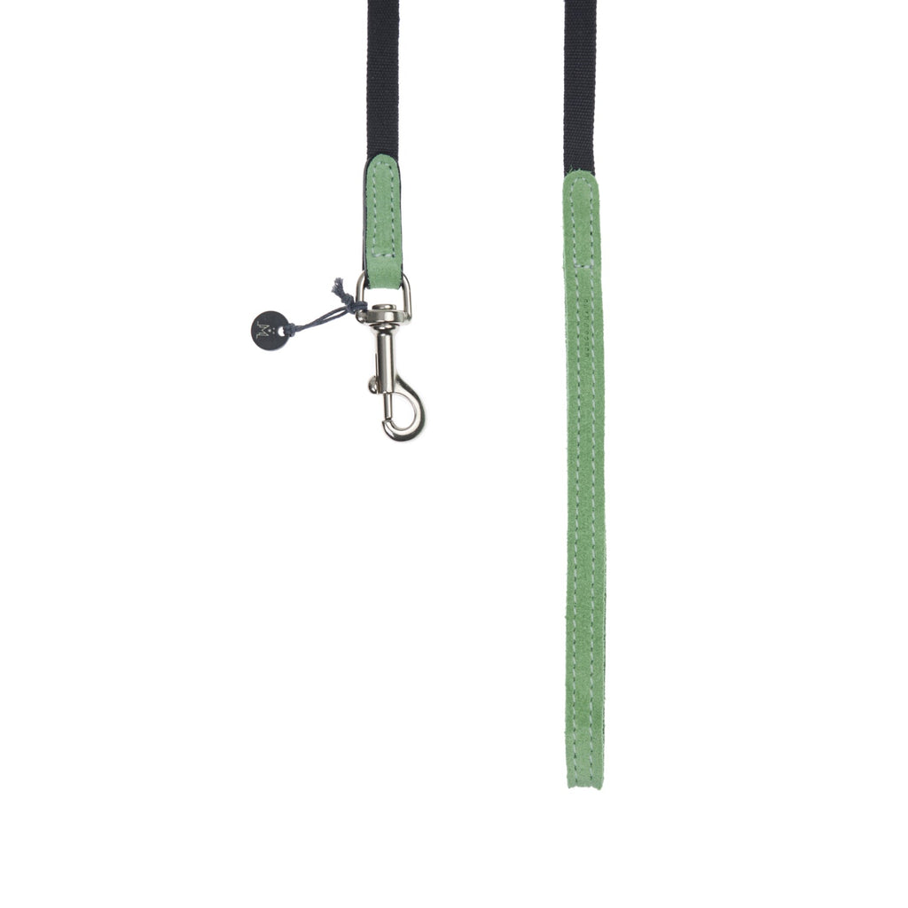 Mungo & Maud Luxury Dog & Cat Outfitters Baseball Cotton Suede Dog Lead Grey Green